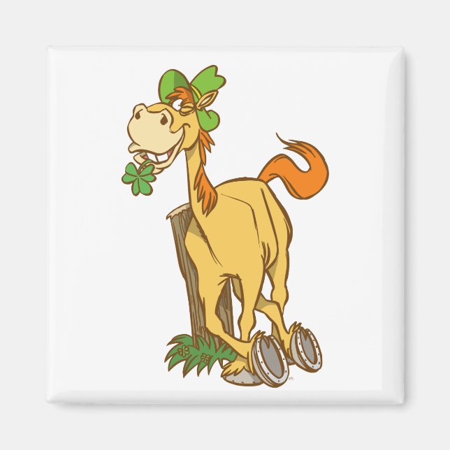 Glückliches Cartoon Pferd am St. Patrick's Day Mag Magnet (Vorne)