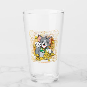 Glückliches Cat Jerry mit Gold Sycees Glas