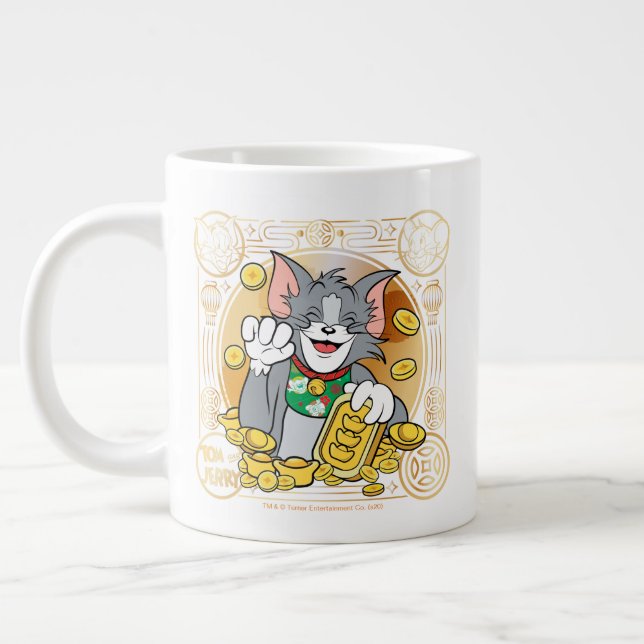 Glückliches Cat Jerry mit Gold Sycees Jumbo-Tasse (Links)
