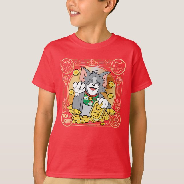 Glückliches Cat Jerry mit Gold Sycees T-Shirt (Vorderseite)