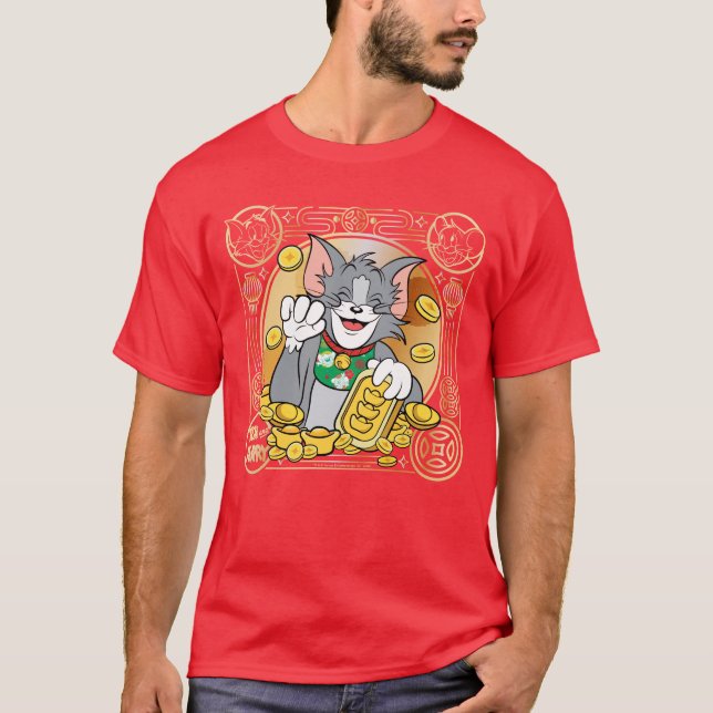 Glückliches Cat Jerry mit Gold Sycees T-Shirt (Vorderseite)