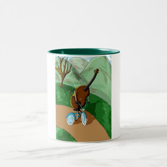 Glückliches Cello Zweifarbige Tasse (Mittel)