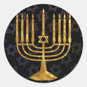 Glückliches chanukah runder aufkleber