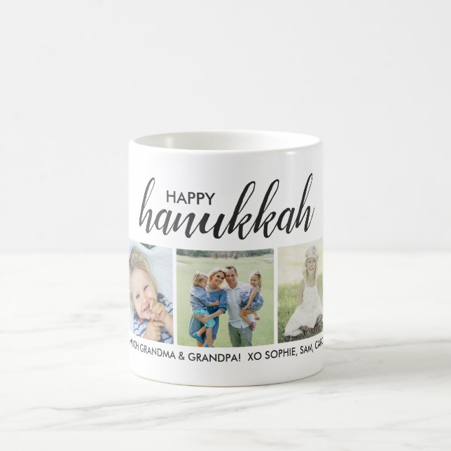 Glückliches Chanukka 3 Fotos und Kaffeetasse (Mittel)