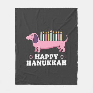 Glückliches Chanukka Dachshund Hund Fleecedecke