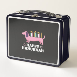 Glückliches Chanukka Dachshund Hund Metall Brotdose