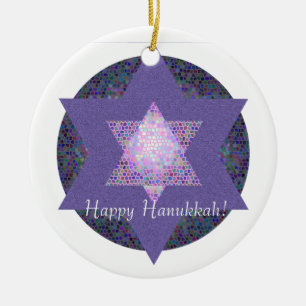 Glückliches Chanukka! Davidsstern Mehrfarbig Keramik Ornament