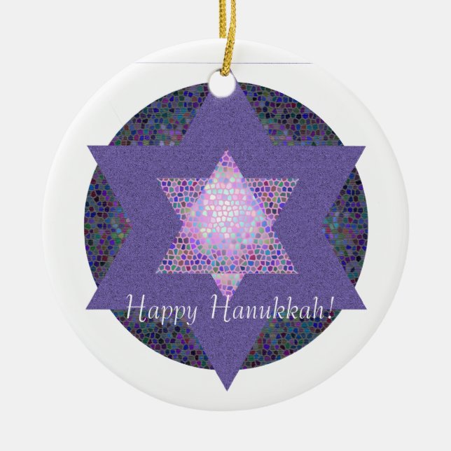 Glückliches Chanukka! Davidsstern Mehrfarbig Keramik Ornament (Vorne)