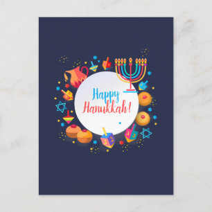 Glückliches Chanukka-Fest Menora Festliche Dekorat Postkarte