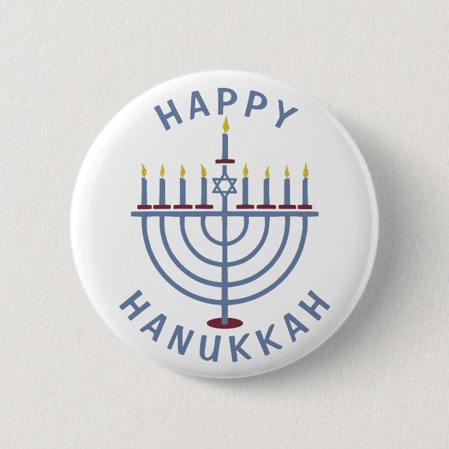 Glückliches Chanukka Menorah Button (Vorderseite)