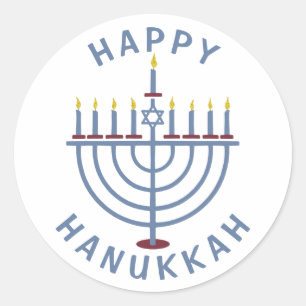 Glückliches Chanukka Menorah Runder Aufkleber