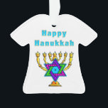 Glückliches Chanukka Ornament<br><div class="desc">Frohe Feiertage und haben Sie ein wunderbares neues Jahr!</div>