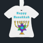 Glückliches Chanukka Ornament<br><div class="desc">Frohe Feiertage und haben Sie ein wunderbares neues Jahr!</div>