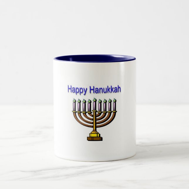 Glückliches Chanukka Zweifarbige Tasse (Mittel)