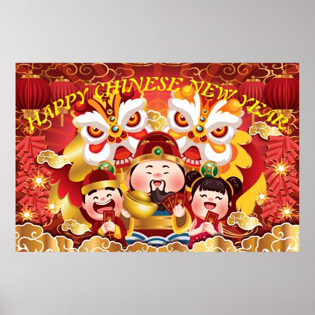 GLÜCKLICHES CHINESISCHES NEUJAHR POSTER (Vorne)