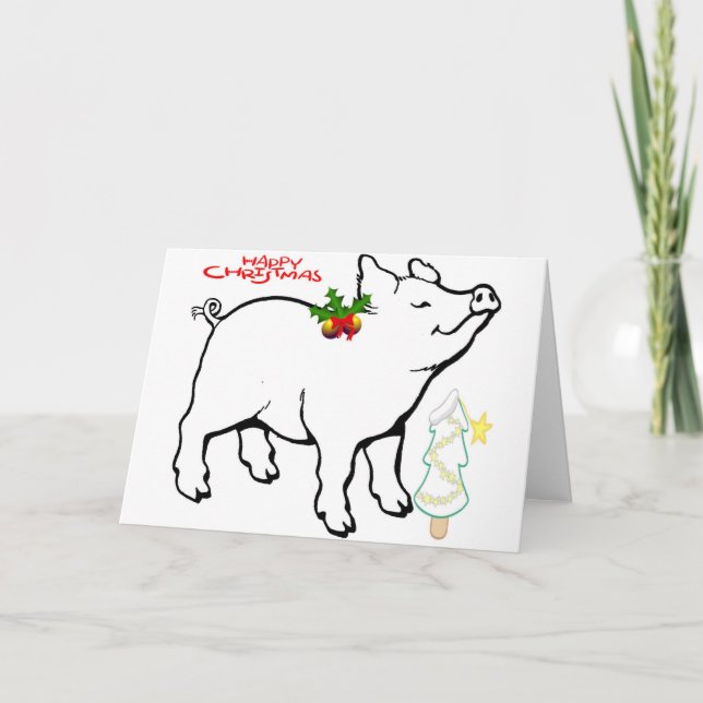 GLÜCKLICHES CHRISTMAS PIGGY LASSEN SIE IHRE KARTE  (Vorderseite)