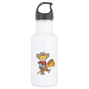 Glückliches Cowboyreiten auf einem Pferdestock Trinkflasche