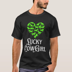 Glückliches Cowgirl-Pferd-Mädchen St. Patrick's Da T-Shirt