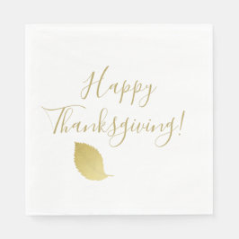Glückliches Dankeschön - Elegantes Gold Herbstblat Serviette