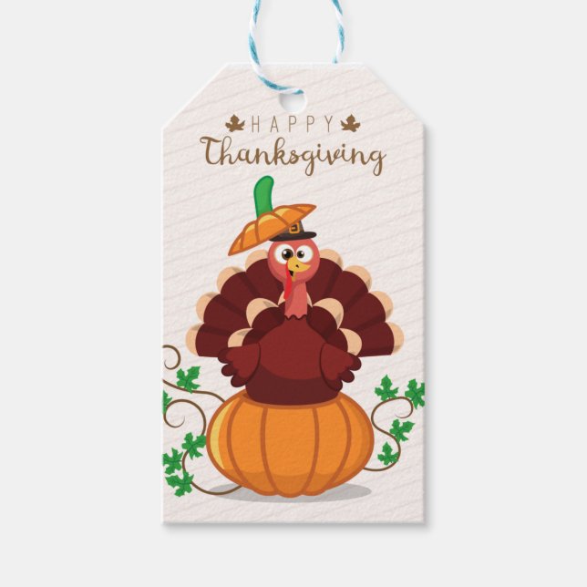 glückliches Dankeschön ,Feliz día de acción de gra Geschenkanhänger (Vorderseite)