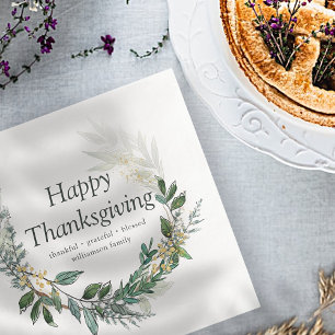 glückliches Danksagerland Rustikaler Foliage Kranz Serviette