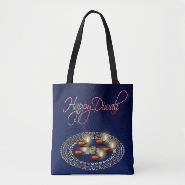 Glückliches Diwali Ganesha Rangoli - ganz vorbei - Tasche (Vorderseite)