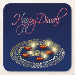 Glückliches Diwali Ganesha Rangoli - Rechteckiger Pappuntersetzer