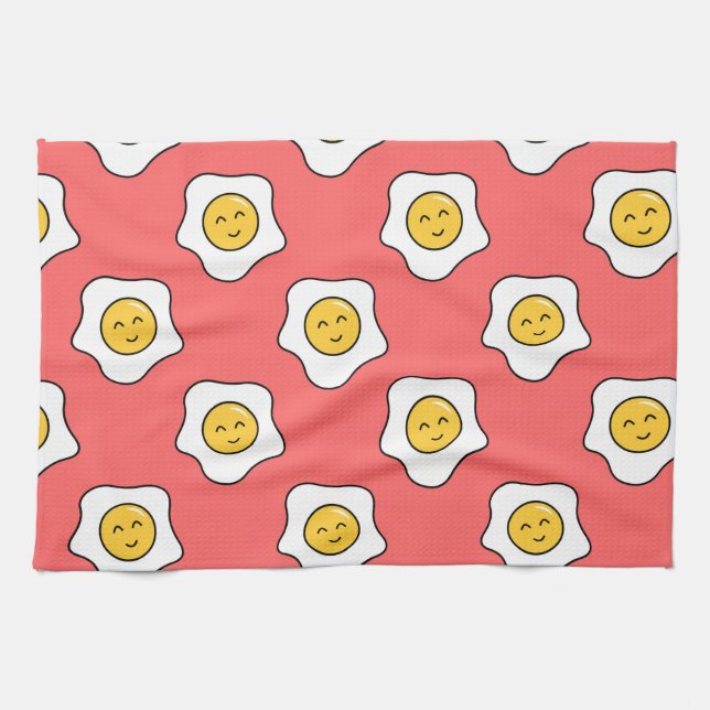 Glückliches Eggy niedliches Küchen-Tuch Geschirrtuch (Horizontal)