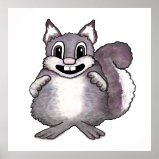 Glückliches Eichhörnchen Cartoon-Zeichnung Poster