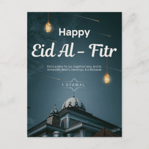 Glückliches Eid al-Fitr-Moschee-Laternen-Nacht-Kun Postkarte