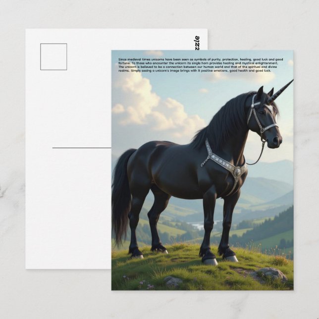Glückliches Einhorn Postkarte (Vorne/Hinten)
