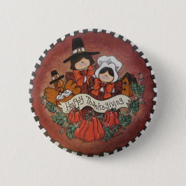 Glückliches Erntedank-Knopf-Button Button