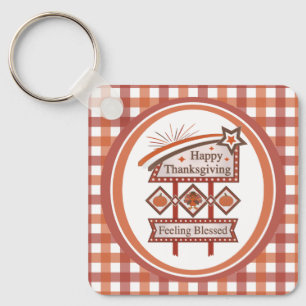 Glückliches Erntedankfest Gesegnet Retro Schild Schlüsselanhänger