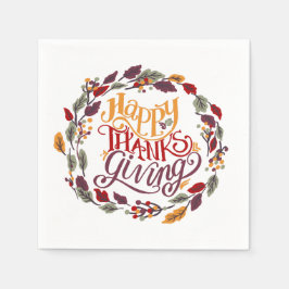 glückliches Erntedankfest Herbst Herbstleaves Wrea Serviette