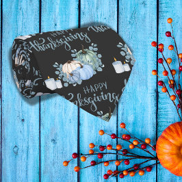 Glückliches Erntedankfest in blau auf schwarz | Krawatte