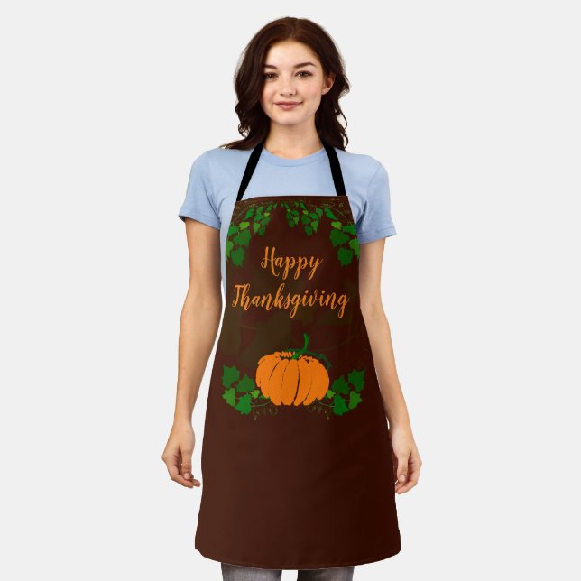 Glückliches Erntedankfest mit Pumpkin Schürze (Getragen)