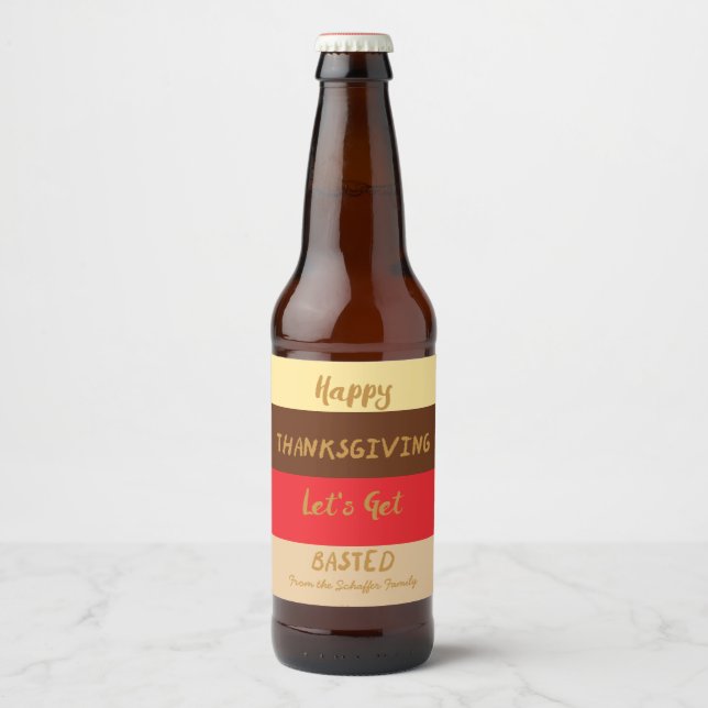 Glückliches Erntedankfest, moderner Farbblock Bierflaschenetikett (Vorderseite)
