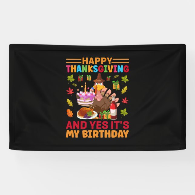Glückliches Erntedankfest und es ist mein Geburtst Banner (Horizontal)