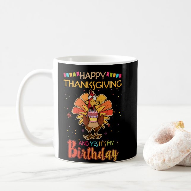 Glückliches Erntedankfest und ja es ist mein Gebur Kaffeetasse (Mit Donut)