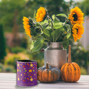 Glückliches Erntegemüse lila Tasse