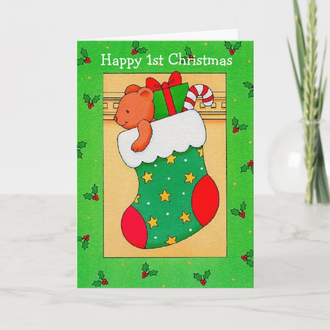 Glückliches erstes Weihnachten - Gruß-Karte (Vorderseite)