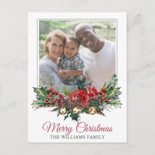 Glückliches Familien-Weihnachtsfoto Feiertagspostkarte