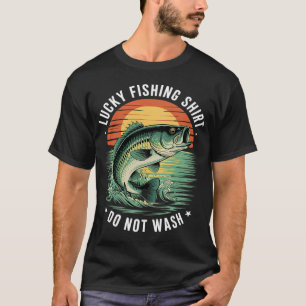 Glückliches Fischen Nicht Waschen Angelsport Gag T-Shirt