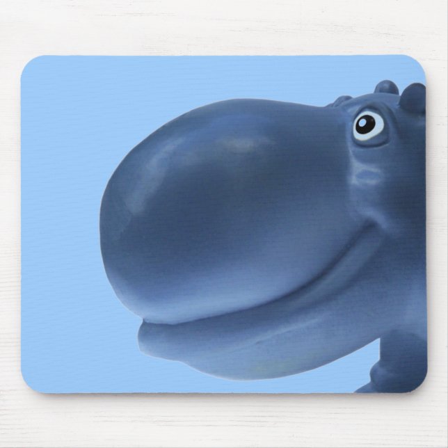 Glückliches Flusspferd-Blau Mousepad (Vorne)