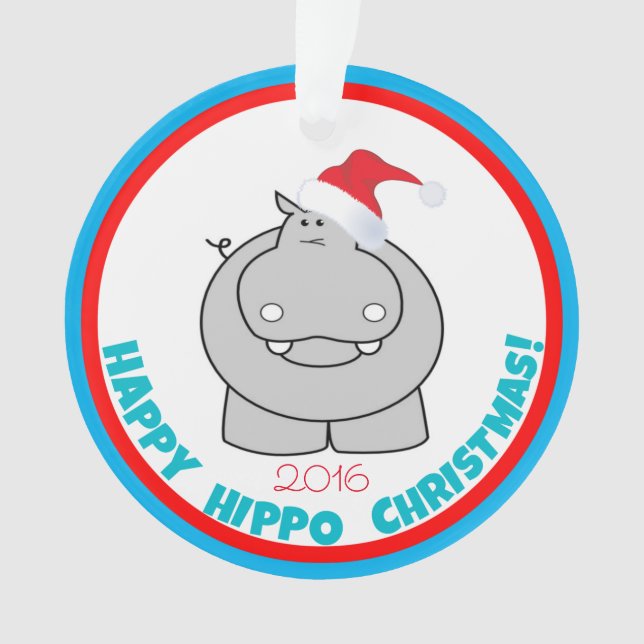 Glückliches Flusspferd-Weihnachten: Entzückendes Ornament (Vorderseite)