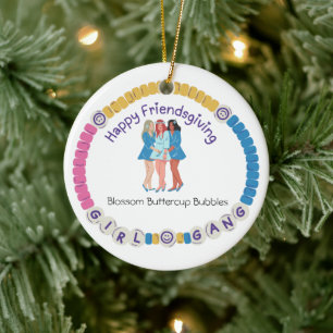Glückliches Friendsgiving-Mädchen-Gang-Freundschaf Keramik Ornament