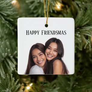 Glückliches Friendsmas individuelles Foto-Weihnach Keramikornament