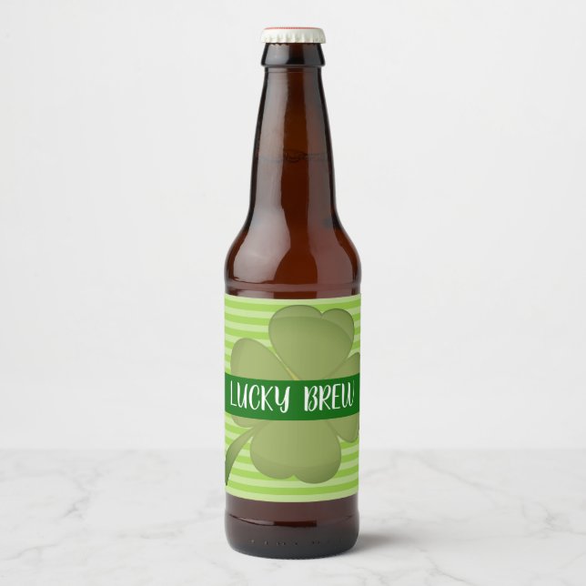 Glückliches Gebräu, grüner gestreifter Aufkleber (Vorderseite)