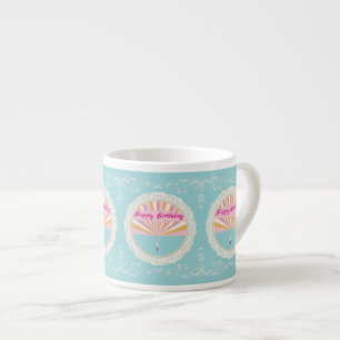 Glückliches Geburtstags-Spaß-Tasse, Blau Rosa Rege Espressotasse