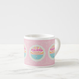 Glückliches Geburtstags-Spaß-Tasse, Süßer Rosa Reg Espressotasse